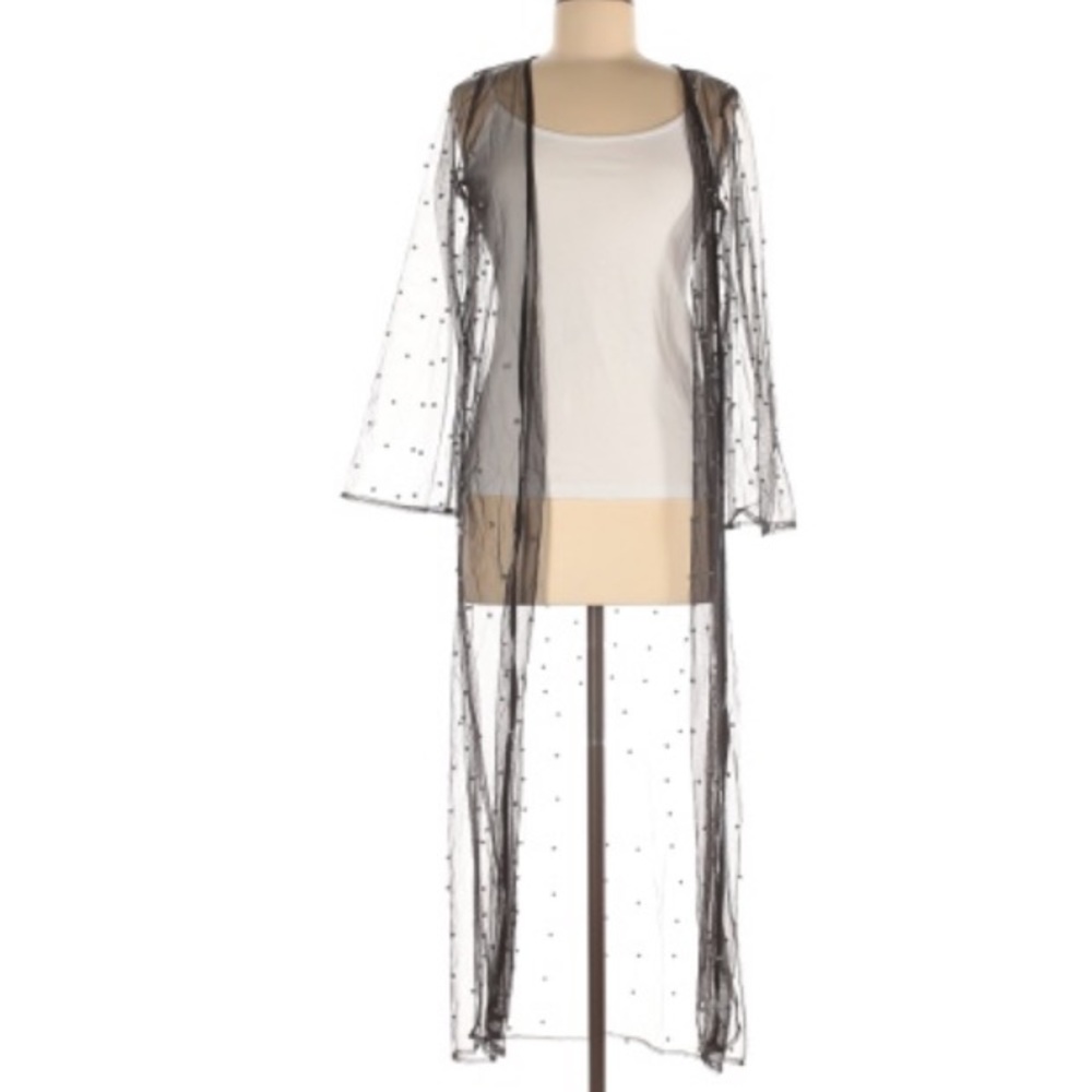 Sheer black Cardigan with Side Slits